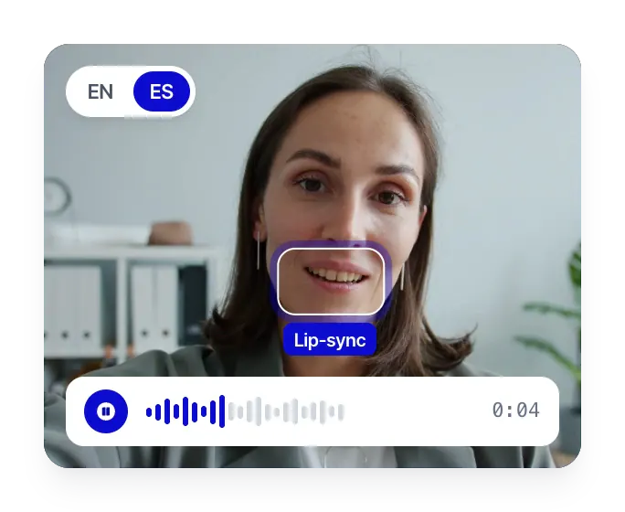 Auf eine spanische Synchronisation angewendetes Lip-Sync: Der Mund des Sprechers ist hervorgehoben, während der synchronisierte Satz abgespielt wird